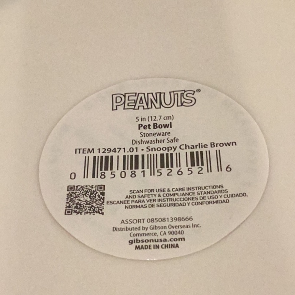 Peanuts Stoneware Pet Bowl - Picture 3 of 4